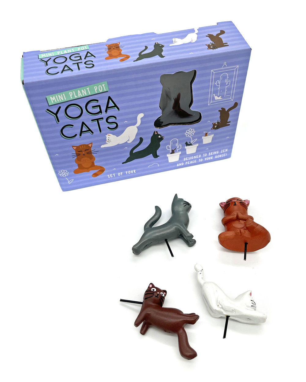 Yoga Cats Mini Plant Pot Figures