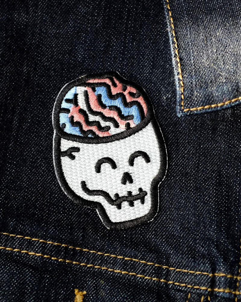 Queerie Brain Skull Patch - Trans