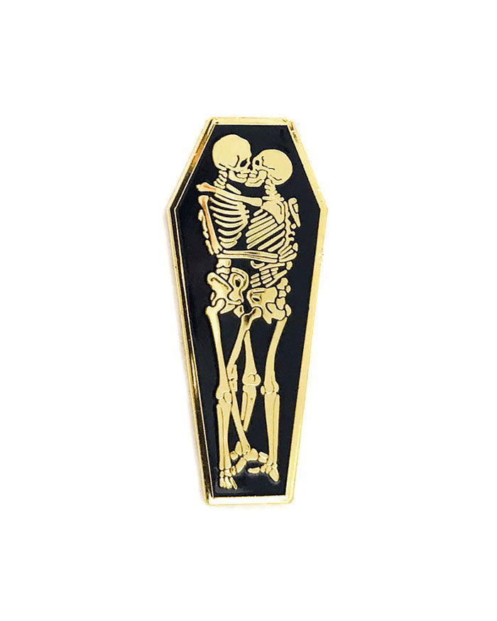 11 Style Punk Pins Black Coffin With Skeleton Couple Inside