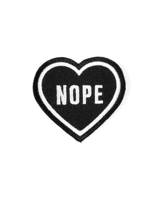Nope Heart Embroidered Iron-On Patch