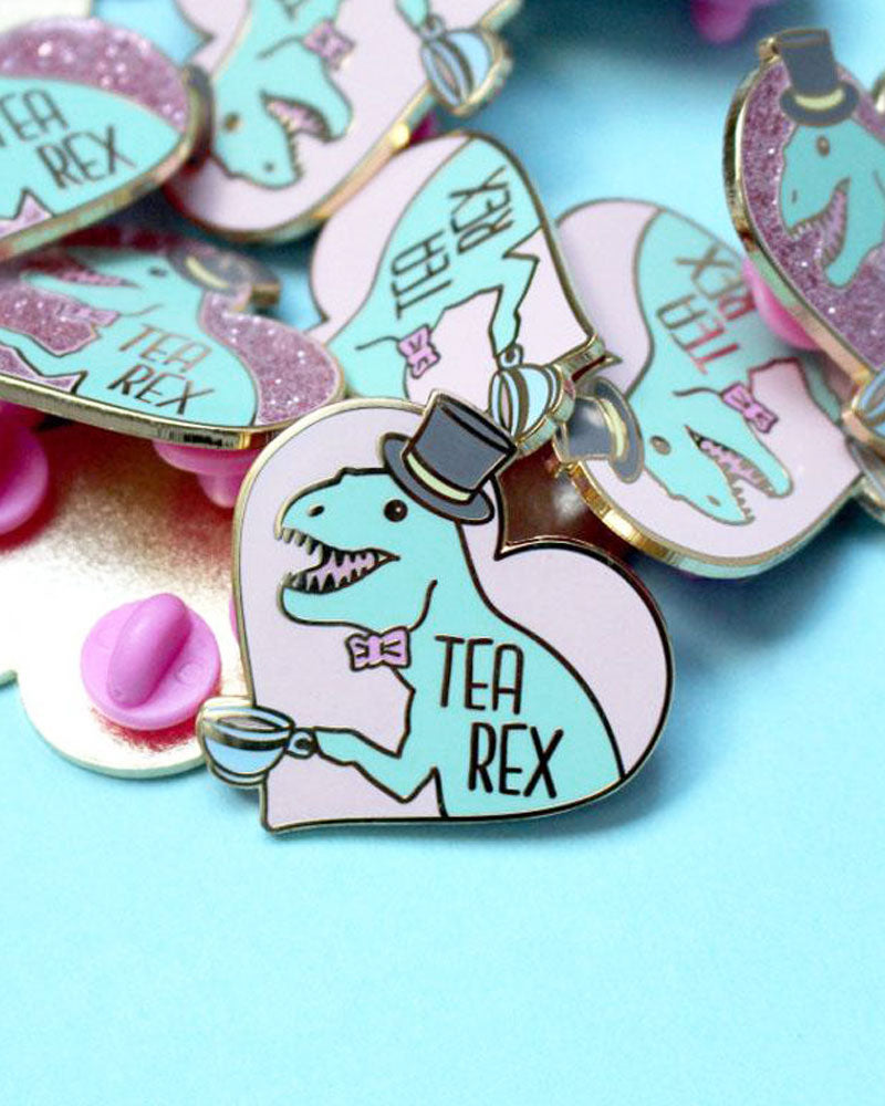 Tea-Rex -Funny Tea drinking Dinosaur T-Rex Cute' Sticker