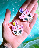 Demon Kitties Acrylic Earrings-Peach Beast-Strange Ways