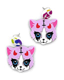 Demon Kitties Acrylic Earrings-Peach Beast-Strange Ways