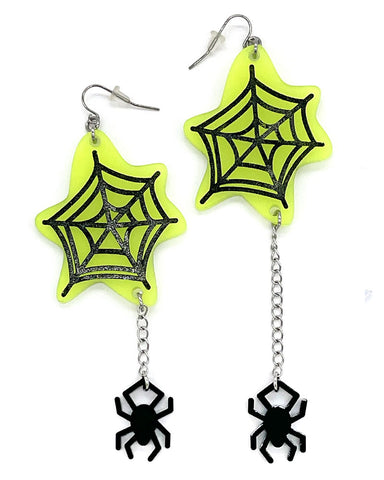 Spider Web Acrylic Earrings (Glow-in-the-Dark)