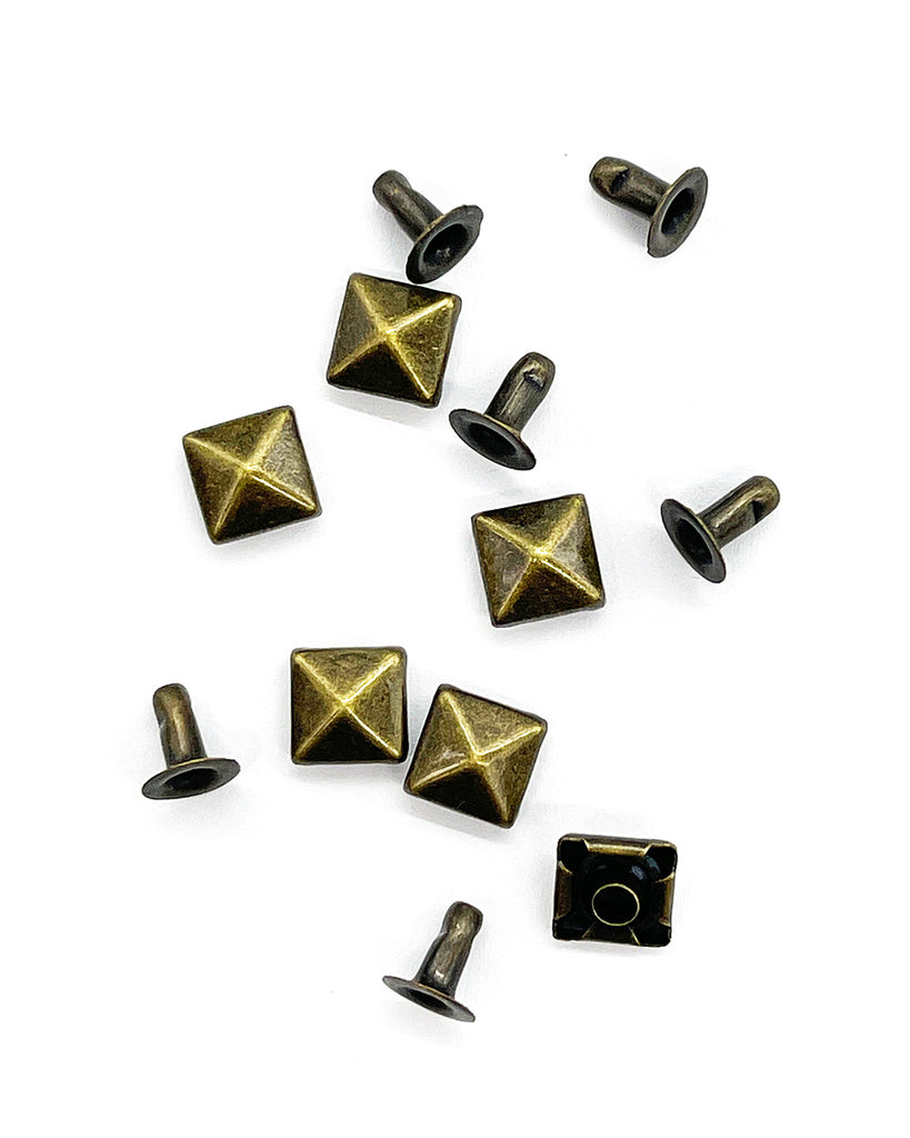 Brass Pyramid Studs (Pack of 6)-Strange Ways-Strange Ways