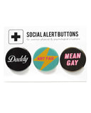 Gay Tropes Pinback Button Set (Set of 3)-Word For Word Factory-Strange Ways