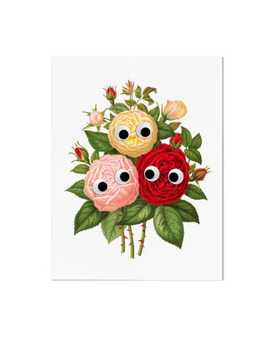 Googly Eyes Roses Art Print (8" x 10")