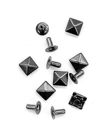 Gunmetal Pyramid Studs (Pack of 6)