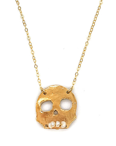 The Hades Skull Necklace w/ Pearl Teeth