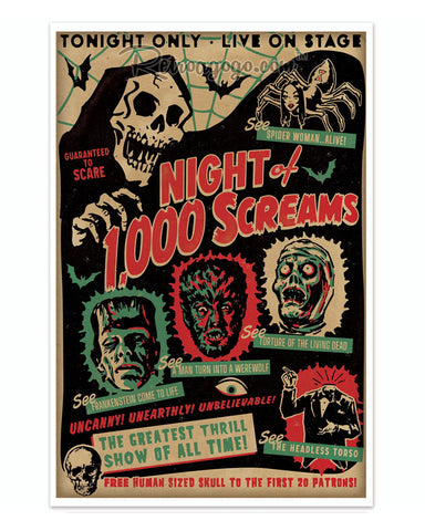 Night Of 1,000 Screams Art Print (12" x 18")