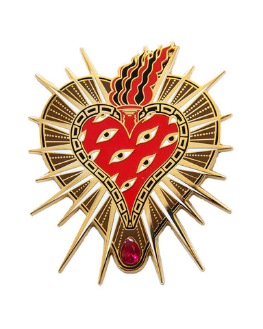 18kt Gold Sacred Heart Large Pin Brooch