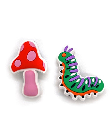 Mushroom & Caterpillar Shoe Charm Set