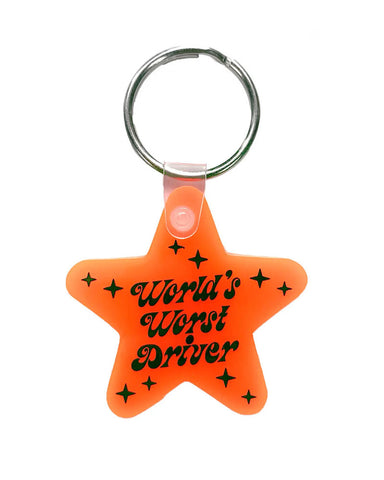 World's Worst Driver Star Keychain