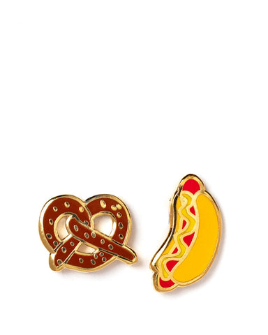 Pretzel & Hot Dog Earrings