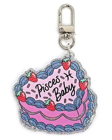 Pisces Zodiac Cake Charm Keychain